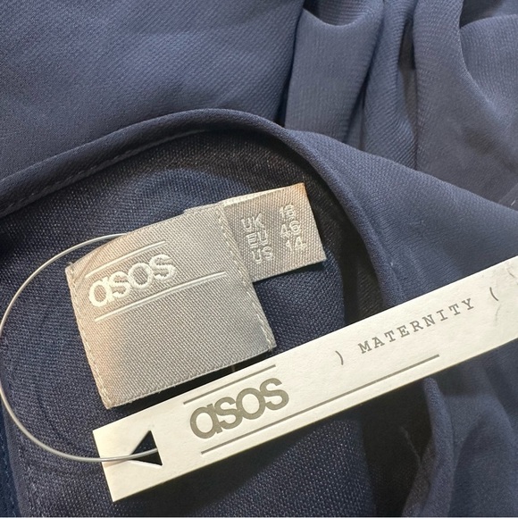 ASOS Maternity Dress Blue Sleeveless Chiffon Overlay NWT Size 14 (B31#10) - Picture 10 of 12